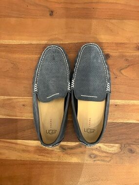 UGG Men's Navy Blue Suede Perforated Slip-On Loafers - SIZE 10